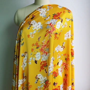Cvetlični Poliester Charmeuse Tkanine, Obleka Kimono Materiala Krep Saten