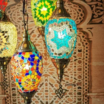 2020 Najnovejši mediteranskem Slogu Maroški Lučka za Ročno izdelana Steklena Odtenek Mozaik LED Obesek Luči Hodnik Oltarja Koridor hotel cafe