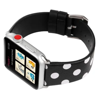 Moda Polka Dot Trak Za Apple Watch Band 38 mm 42mm 40 mm 44 mm Za iWatch Trak Usnjeno Zapestnico Pasu Za Serijo 1 2 3 4 5