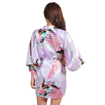 Svetloba Vijolično Kitajskih Žensk Svile Rajon Mini Haljo Seksi Kimono Kopalne Obleke Intimno Perilo Pajama Plus Velikost S M L XL XXL XXXL ZS025
