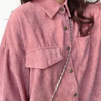 Blusa Bluzo Solid Majica Ženska Moda Velvet Suknjič Beloprsi Singl Znižuj Ovratnik, Dolgi Rokav Pocket Korejskem Slogu 11382