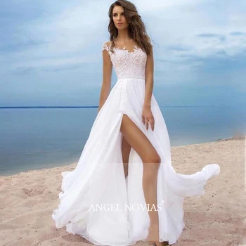Dolgo Poceni Plaži Belo Linijo Poročnih Oblek Boho Poročne Halje Vestidos De Noiva Haljo De Marie