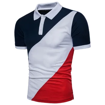 Poletje 2019 Majica Polo Moški Modni Barvni Blok Kratek Rokav Koreje Moški Oblačila Formalno Majica Polo Moški Camisa Masculina