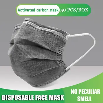 10-200pcs Masko za Enkratno uporabo 4-slojni Filter Maske Črno Siva Umetnih, sintetičnih vlaken, Usta, Obraz Masko Držalo Odraslih oglje, Usta