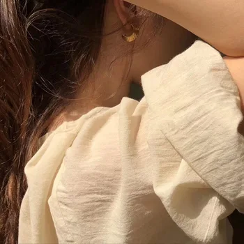 Amorita boutique Luštna punca stud uhani z retro polkrožno žile