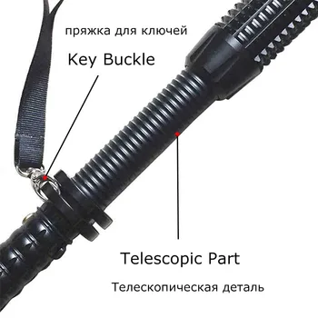 Močan Zoomable Self-defense LED Svetilka XML V5 Teleskopsko Palico Taktično Baton Baklo Polnilna Svetilka z 18650 Baterijo
