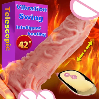 Sex Stroj Vibrira Dildo Ogrevanje Samodejno Teleskopsko Swing Realističen Penis Analni Dildo, Vibrator Realne Ogromen Penis Seks Igrače