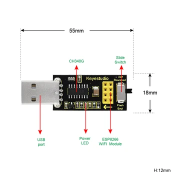 KEYESTUDIO USB na ESP-01S ESP8266 Programer Modul Serijska Vrata Ščit Napajalnik za Arduino
