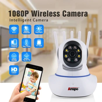 Anspo 1080P IP Kamera Brezžična Wifi Cam Zaprtih Home Security Nadzor CCTV kamer Night Vision P2P Oddaljeni Pogled