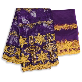Gvineja Brocade Bazin Riche Moda Afriške Tkanine, Šivalni Materiali, Zlato Modro Tekstil Za Obleke Nigerijski Headtie 5+2 metrov/veliko