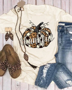 Leopard Natisnjeni Bučno olje iz Sončnic T-shirt Tee Ženske Halloween Vrh 2020 Priložnostne O-vrat Tee Srajce Halloween Tee mujer camisetas