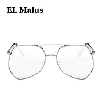 [EL Malus]Veliki Kovinski Okvir za Očala Moški Ženske Sivo Rumena Roza Objektiv Ogledalo Zlato, Srebro Odtenki Retro Prevelik sončna Očala
