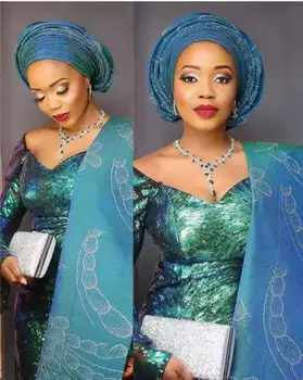 2019 Priljubljena latest Visoke kakovosti Afriške guipure kabel čipke Z Velikimi Bleščicami tkanine V Zeleni barvi, za Nigerijski Ženske Moški Stranka Obleko