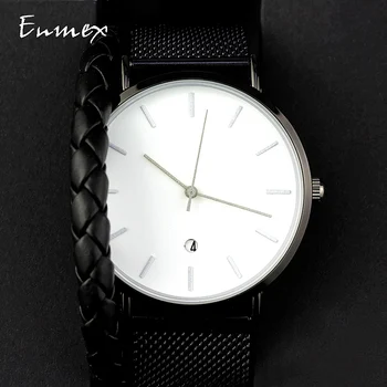 2019 Enmex ustvarjalne styleD ročno uro kul black čar s koledarjem priložnostne iz Nerjavečega jekla moda Stilsko ura quartz uro