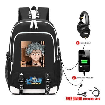 Anime Sedem Smrtnih Grehov nahrbtnik nanatsu ne taizai Polnjenje prek kabla USB priključek za Slušalke Študent Nahrbtnik Najstniki potovanja laptop torba