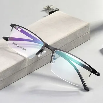 Zlitine Okvir Očal Moških Poslovni Slog Pol Platišča Eye Glasses Kratkovidno Očala s Spomladanski Tečaji Optičnih Očal