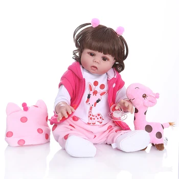 Kodraste lase 49 CM bebe lutka prerojeni malčka lutka dekle v roza obleko za celotno telo, mehki silikonski realne baby Kopel igrača nepremočljiva