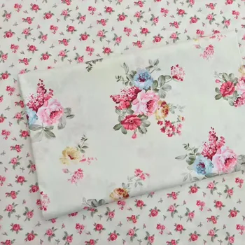 Bombaž pastorala BEŽ poeny cvetlični keper tkanine za DIY otroci lutka jaslice, posteljnina blazino obleko handwork mozaik krpo