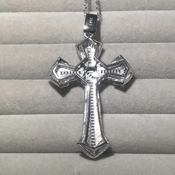 Ročno Krščanstva Križ Obesek sona diamond slikarstvo polno Pravi 925 Sterling silver Ogrlica za Ženske, Moške nakit