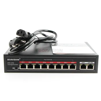 Z 8 Port PoE Stikalo Ac 8+2 Port, Desktop Hitro Ethernet Stikalo IEEE802.3af/na 104W Za CCTV mrežne IP Kamere POE Napajanje