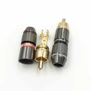 4Pcs Visoke Kakovosti Baker RCA Moški Plug Adapter Avdio Phono Spojka Konektor za Kabel Zvočnikov Ojačevalniki Podporo 6MM Kabel