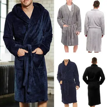 Moški je Pozimi Toplo Debele Plašče Podaljšali Plišastih Šal kopalni plašč Kimono Domov Oblačila z Dolgimi Rokavi Robe