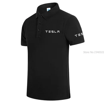 Poletje Novih Moških Business Casual tesla Majice Polo Moški Modni Kratek Rokav Bombaž Mehko Polo Majice