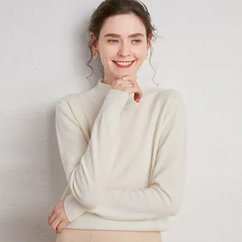 2020 barva plesti pulover ženske T-shirt spomladi in jeseni visoko vratu T-shirt majica dolg rokav