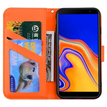 Cartoon Živali Primeru Telefon za Samsung Galaxy J4 J6 Plus 2018 J3 J5 J7 Pro 2017 J330 J530 J730 Luksuzno Usnjeno Denarnico Polno Kritje