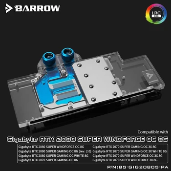 Barrow, BS-GIG2080S-PA LRC2.0 Polno Zajetje Vode Blok Za Gigabyte RTX 2080 SUPER igre na SREČO OC Aurora