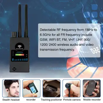 Multi-funkcijo Anti Detektor Fotoaparat GSM Audio Bug Finder Signala GPS Objektiv RF Tracker Odkrivanje Finder Radijski Skener