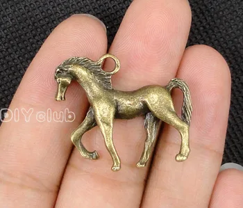 15pcs-Konj Čare, Antique Bronze / Srebrna Teče Konj Čar Obesek 3D 30x26x7mm