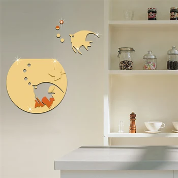 Novo 3D Akril Stenske Nalepke Fish Tank Ogledalo Fine Carving Soba DIY Stensko Nalepko Domov Dekor