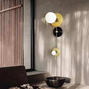 Nordijska minimalističen, dnevna soba ozadju stene lučka Japonske moderne spalnice postelji strojne opreme oblikovalec stenska svetilka