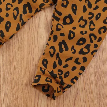0-18 M Baby Jeseni Obleko z Dolgimi Rokavi Pismo Print Bela igralne obleke Top Visoke Pasu Leopard Natisnjeni Hlače, Obleka za Malčke Dekle