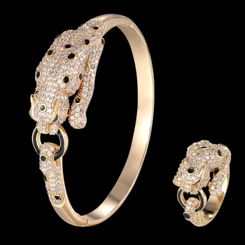 Zlxgirl luksuzne blagovne znamke leopard obliko bakra živali zapestnica bangle z obroč, nakit sklopov fine novo leto Dubaj Zlato bangle darila