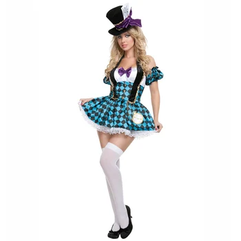 Miss Nori Klobučar Fancy Oblačenja Žensk Halloween Kostum Alice v Čudežni deželi Cosplay Fancy Oblačenja