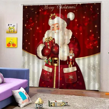 2020 Božično Dekoracijo Za Dom 2pcs 3D Blackout Zavese dnevna soba Spalnica Stari Božiček Božična Drevesa Hitra Dostava