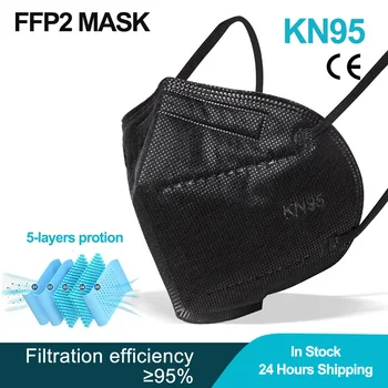 100 Kosov KN95 Mascarillas CE FFP2 Obrazno Masko 5 Plasti Filter Zaščitni Zdravstveni Dihanje 95% Usta Maske Za Obraz