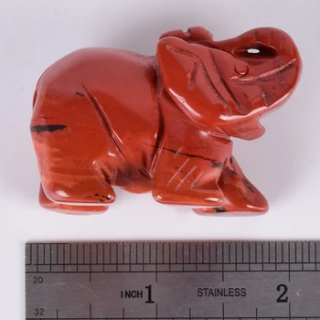Red Jasper Slon Figurice Obrti Vklesan Naravnega Kamna Mineralnih Kristalov Mini Živali Kip Za Dekor Čakro Zdravljenje Feng Shui