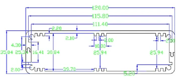 1 kos aluminijasto ohišje primeru za elektroniko projekta primeru, 35(H)x120(W)x120/130/155(L) mm 8240
