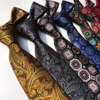 GUSLESON 8 cm, za Moške Klasičnih Kravato Svile Jacquardske Paisley Cvetlični cravatta Vezi Človek Ženin Poslovnih Kravatni Dodatki