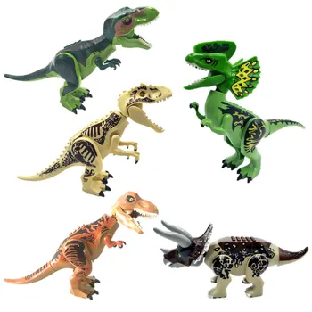 Jurassic-ed Dinozaver gradniki Serije Tyrannosaurused Velociraptored T-Rexed Triceratops Združuje Slika Opeke Igrače
