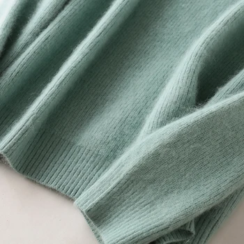 Ženske Mink Puloverje O-krog vratu ovratnik polno kratkimi rokavi priložnostne debel pulover trdna mehko toplo zimski pulover