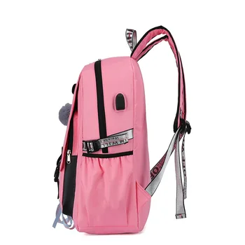 Polnjenje prek kabla USB modni ženski knjiga vreča za nahrbtnik šolsko srčkan šolsko torbo potovalni paket moda za ženske najstniških najstniki dekliška