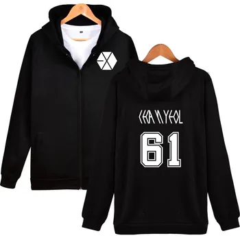 EXO kpop hoodie KAI CHANYEOL baekhyun D. O. postaviti xiumin natisnjeni Hoodie ženske študentov dekleta black zadrgo hooded jakna s kapuco xxs