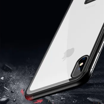 Zeallion Za Apple iPhone 7 8 Plus X XR XS Max Ultra Tanek Push Pull Kovinski Okvir s Kaljenim Steklom Shockproof Primeru Telefon