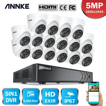 ANNKE 16CH 5MP Lite HD Varnostni Sistem, 5IN1 H. 265+ DVR Z 16PCS 5MP kamero Dome na Prostem Nepremočljiva PIR Kamero Nadzora, CCTV Kit
