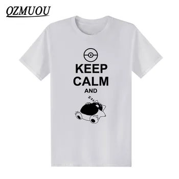 2020 Nova Modna Majica Keep Calm And Carry On Snorlax Spanje Na Pokemon T-majice Moške Bombaž O Vratu Priložnostne Grafični Kratek Rokav