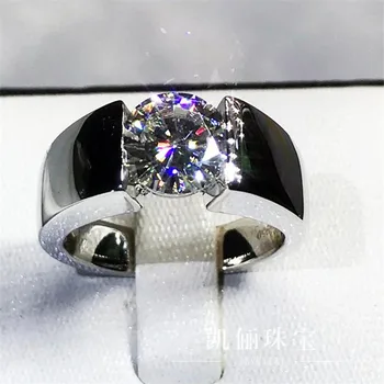 Solitaire Obljuba prstan 2ct AAAAA Cz Kamen Srebrne barve Posla poročni prstan prstan za ženske, moške Prst Nakit